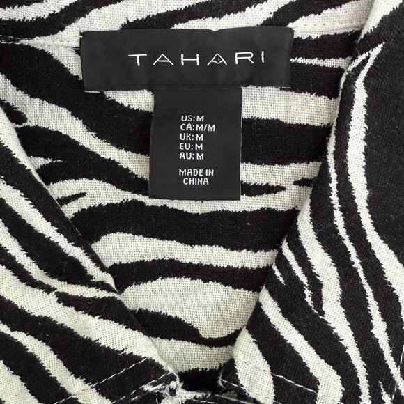 Tahari Women's Linen Zebra Print Cropped Button Up Jacket, Size M - Picture 6 of 8